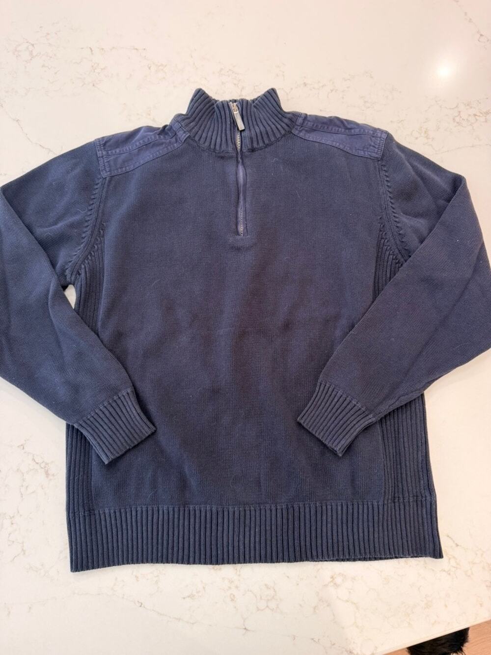 Oscar de la Renta Men’s Large Navy Quarter-Zip Sweater